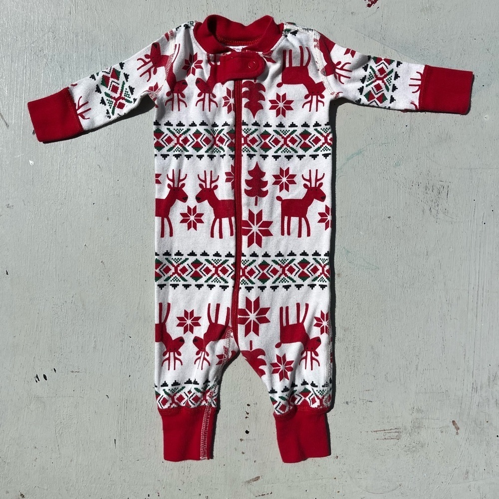 Kid's Hanna Andersson Pajama Multicolor Christmas Unisex 0-3 Sleep Zip Baby One